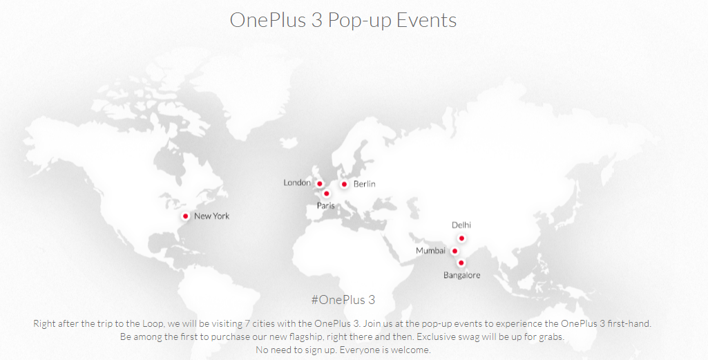 OnePlus 3 pop up event